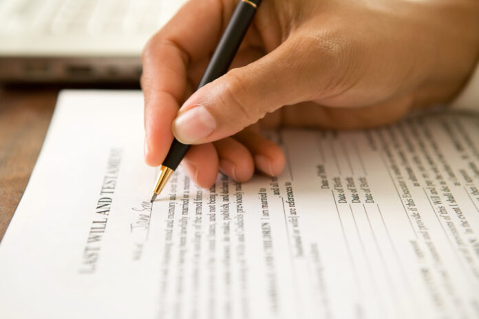 Woman signing will