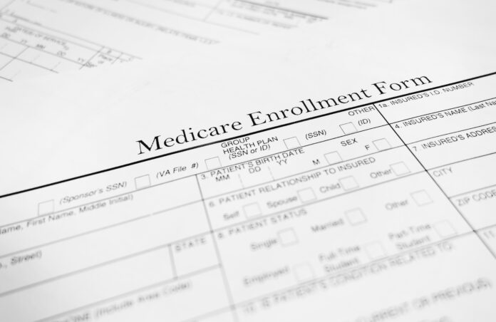Closeup of a Medicare enrollment form